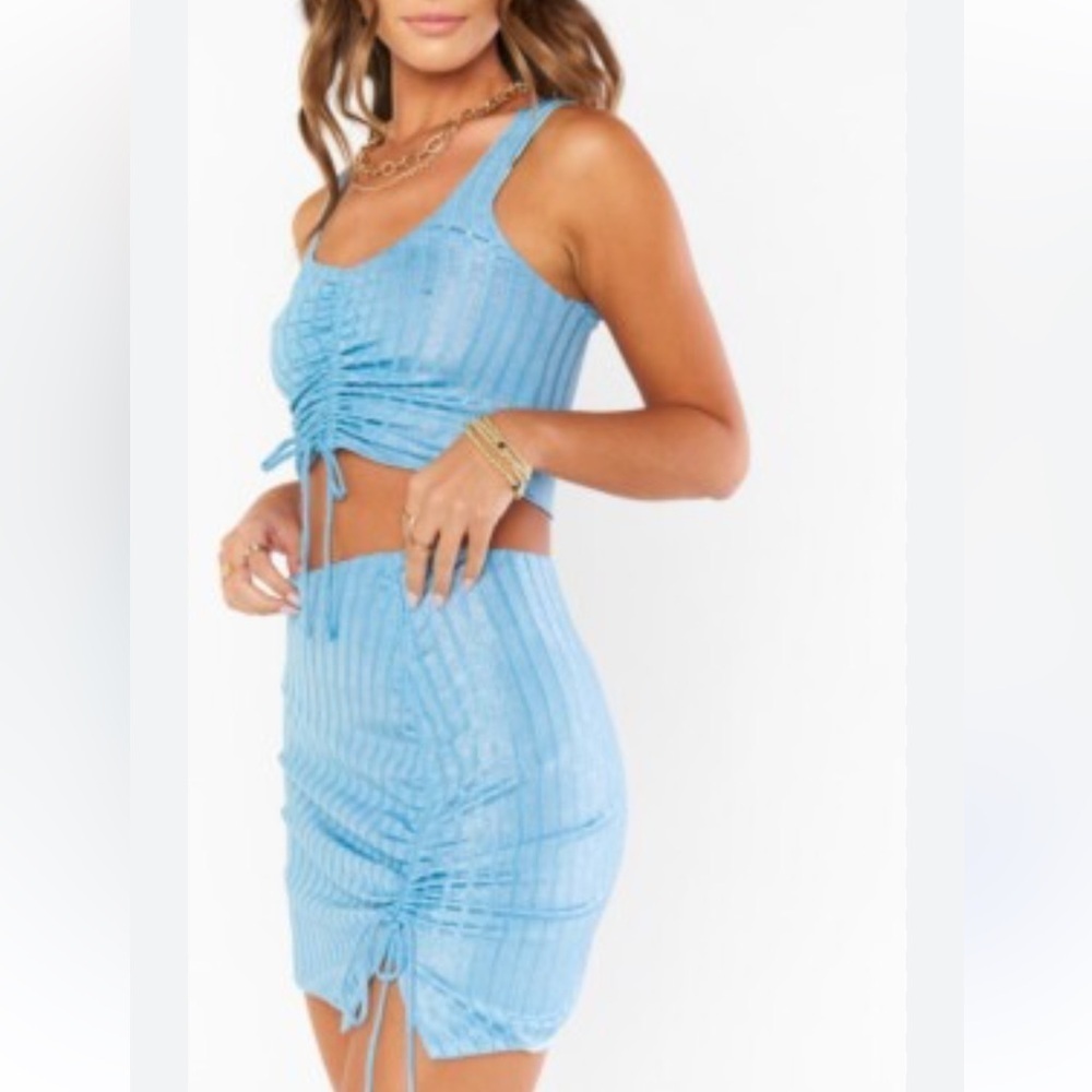 Show Me Your MuMu Hazy Cinch Shimmering Blue Tank Top